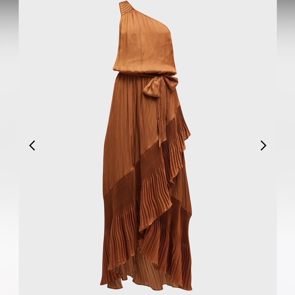 Ramy Brook Nadine Pleated Asymmetric Maxi Dress